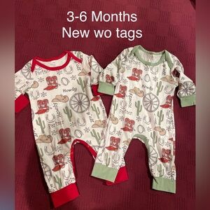 Cowboy rompers. New without tags 3-6 months